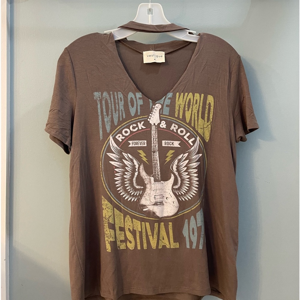 VESTIQUE Rock and Roll T-shirt, Grey, Size M